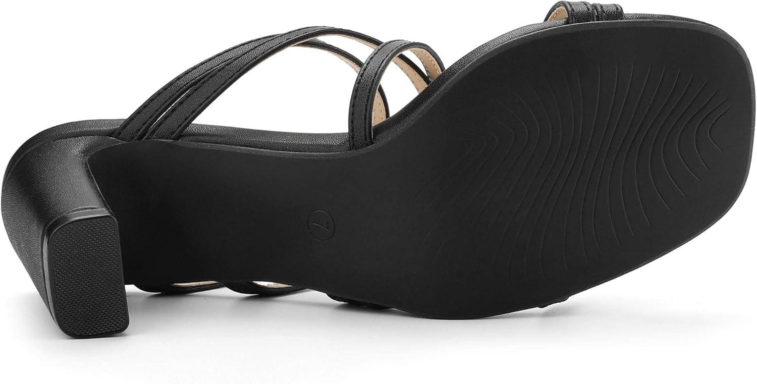 imageAllegra K Womens Strappy Block Heels Slide Heel SandalsBlack