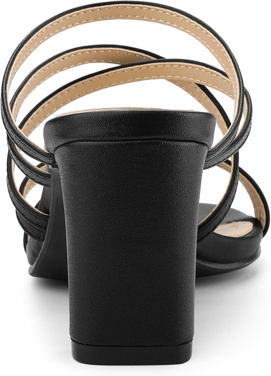 imageAllegra K Womens Strappy Block Heels Slide Heel SandalsBlack