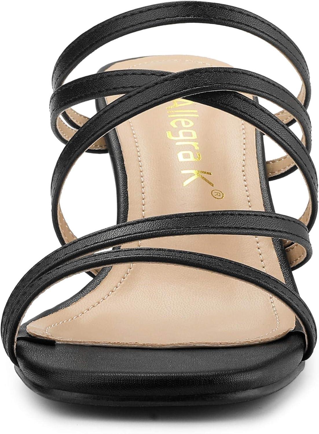 imageAllegra K Womens Strappy Block Heels Slide Heel SandalsBlack
