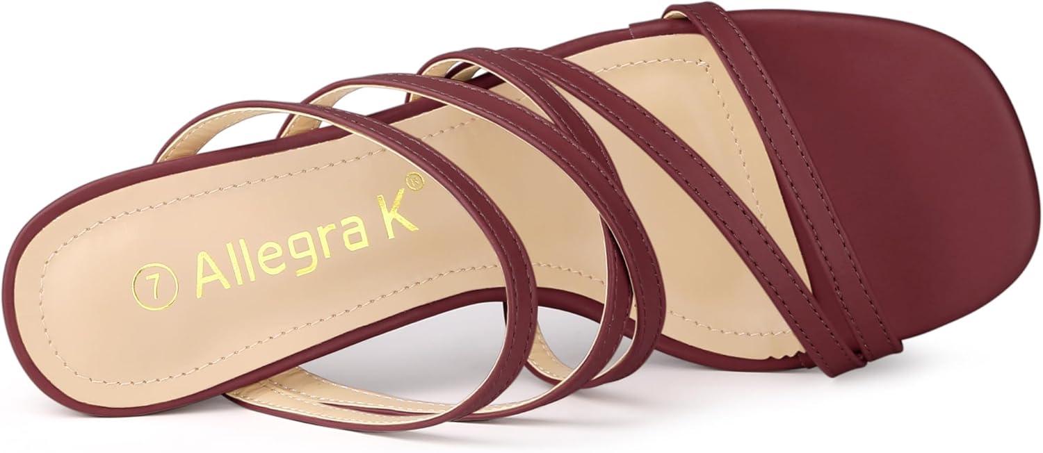 imageAllegra K Womens Strappy Block Heels Slide Heel SandalsBurgundy