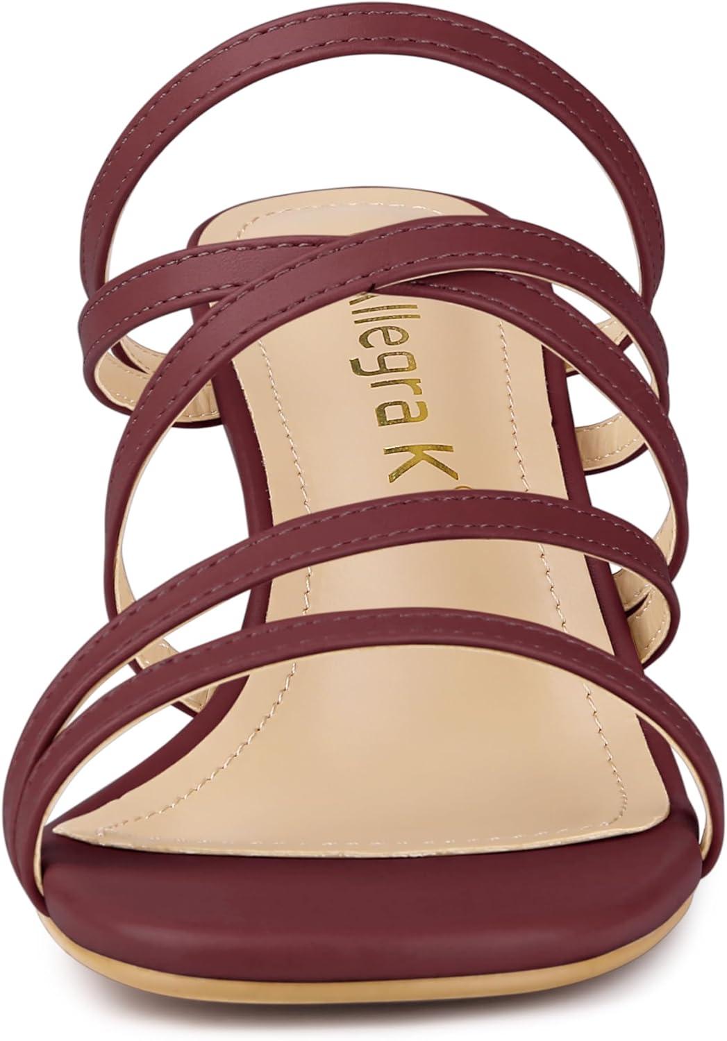 imageAllegra K Womens Strappy Block Heels Slide Heel SandalsBurgundy