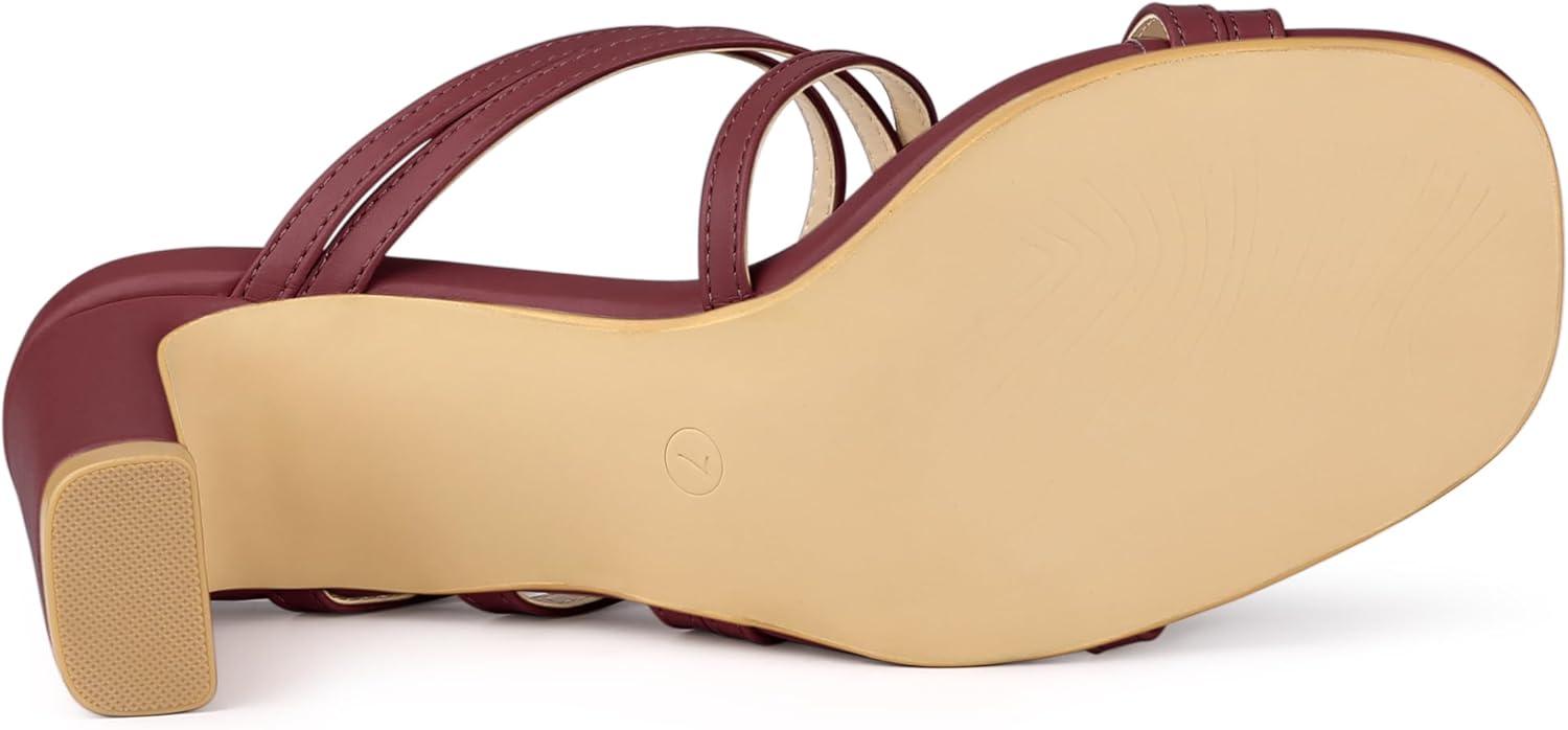 imageAllegra K Womens Strappy Block Heels Slide Heel SandalsBurgundy