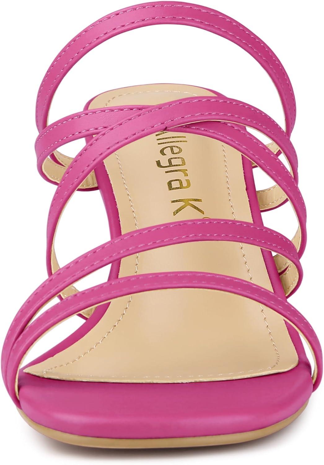 imageAllegra K Womens Strappy Block Heels Slide Heel SandalsHot Pink