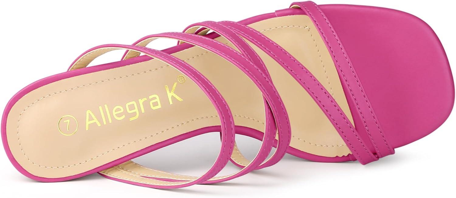 imageAllegra K Womens Strappy Block Heels Slide Heel SandalsHot Pink