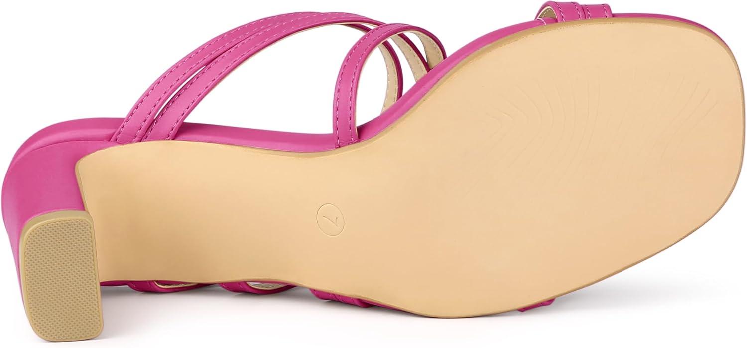 imageAllegra K Womens Strappy Block Heels Slide Heel SandalsHot Pink