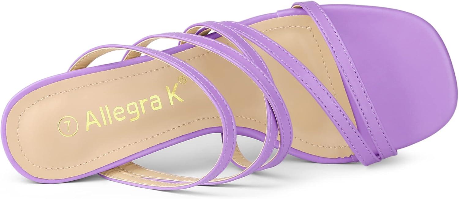 imageAllegra K Womens Strappy Block Heels Slide Heel SandalsPurple