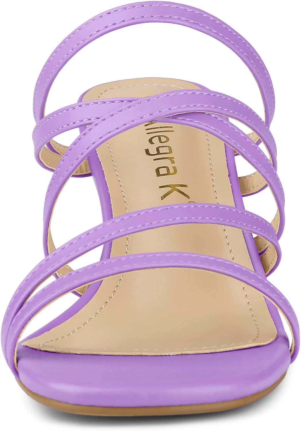 imageAllegra K Womens Strappy Block Heels Slide Heel SandalsPurple
