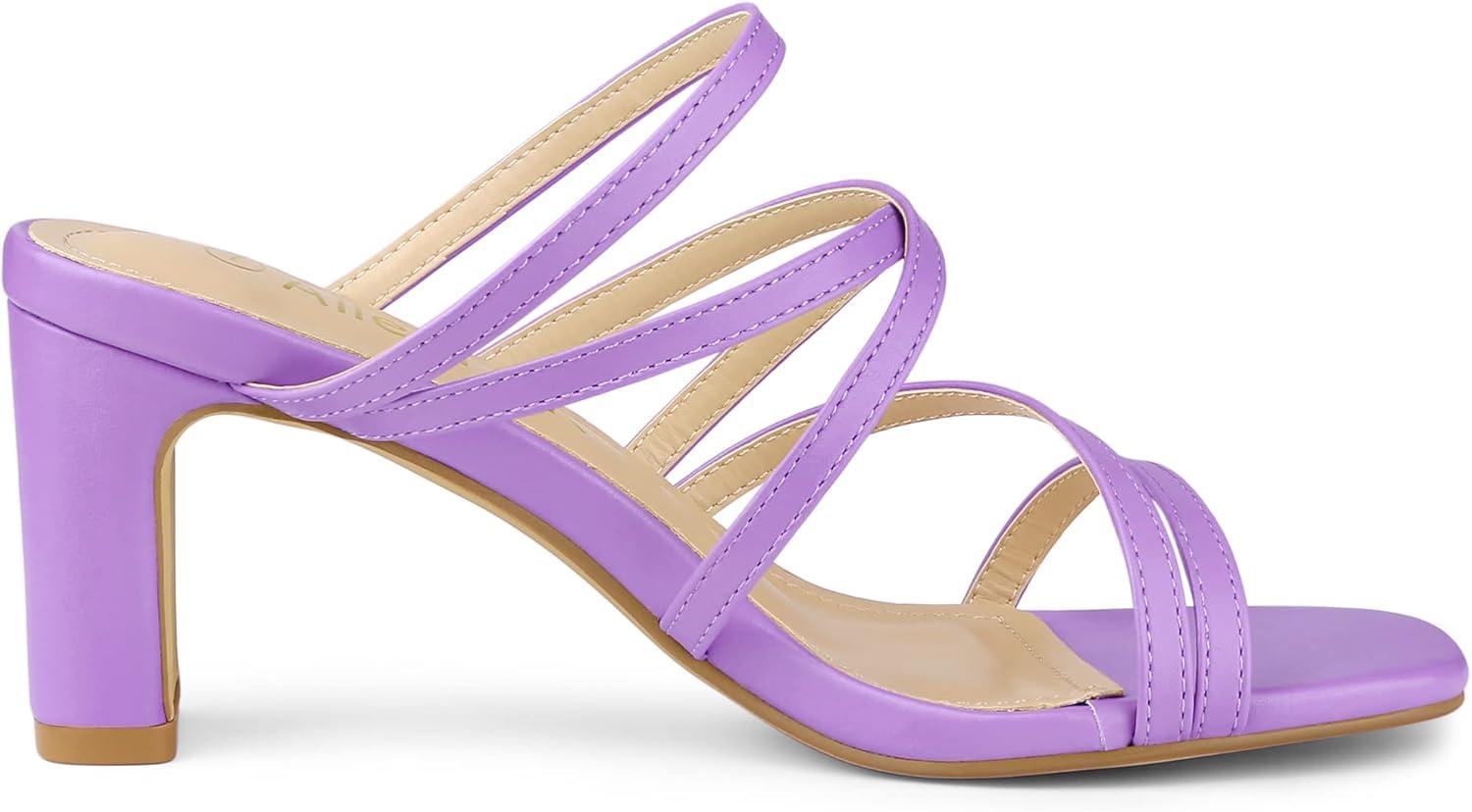 imageAllegra K Womens Strappy Block Heels Slide Heel SandalsPurple