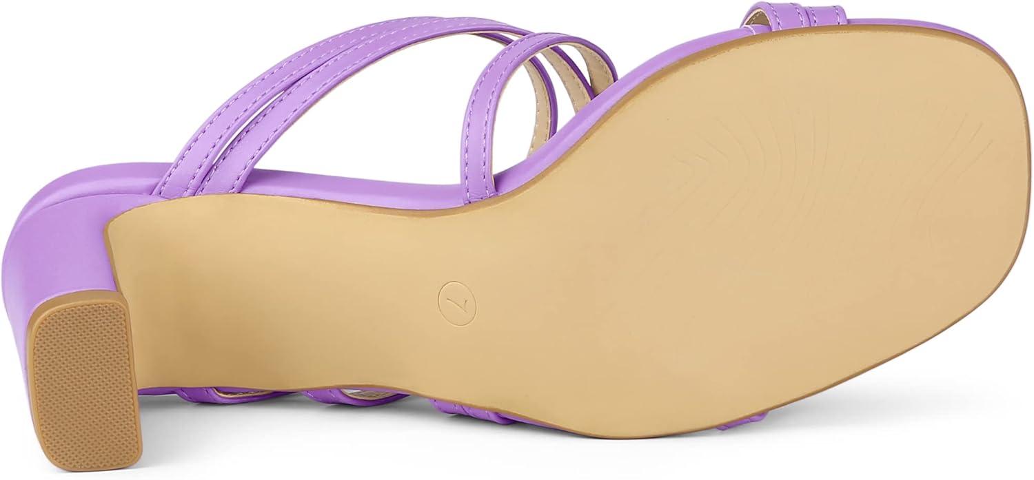 imageAllegra K Womens Strappy Block Heels Slide Heel SandalsPurple