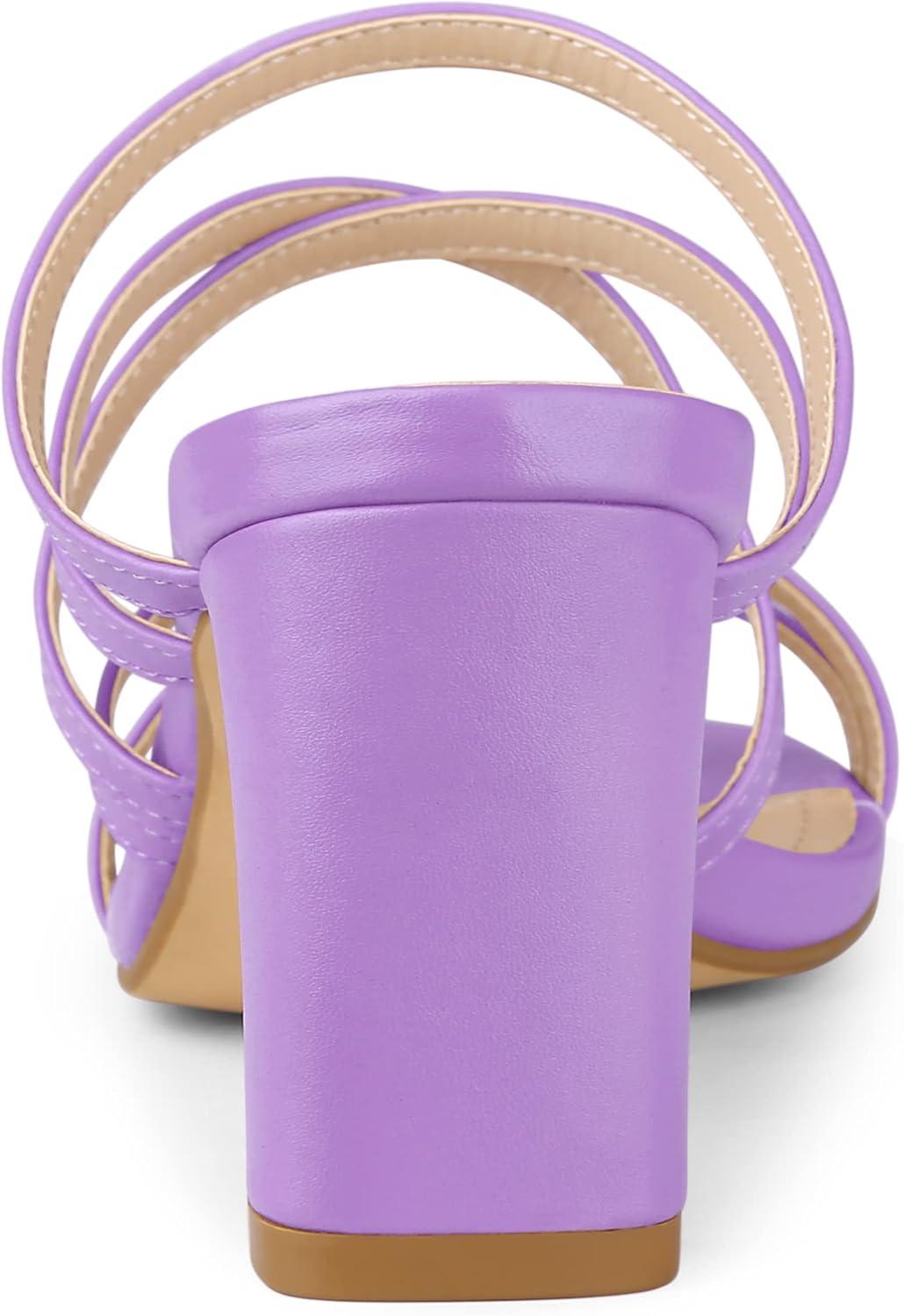 imageAllegra K Womens Strappy Block Heels Slide Heel SandalsPurple