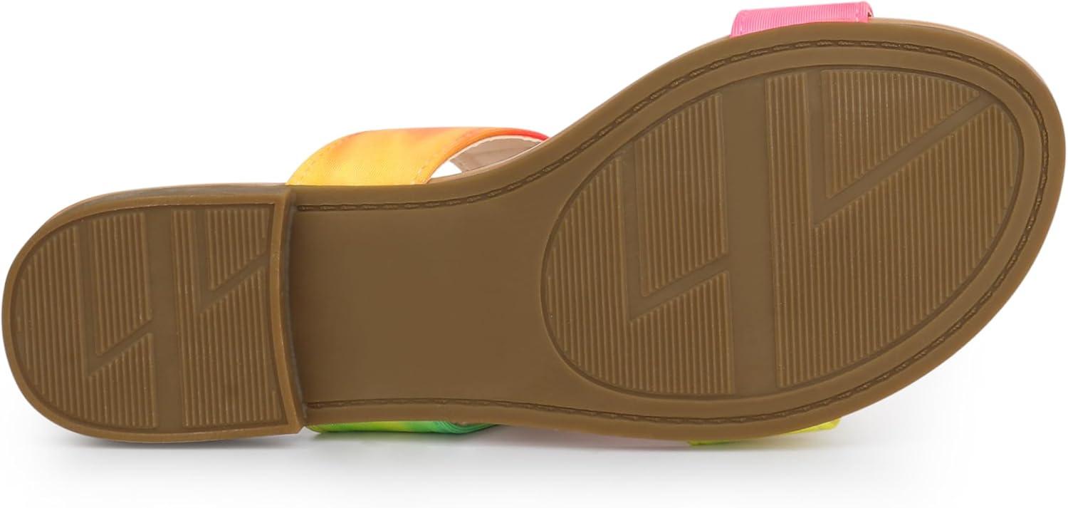 imageAllegra K Womens Tie Dye Open Toe Slides Slippers Slip on Flats Slides SandalsBlue Pink