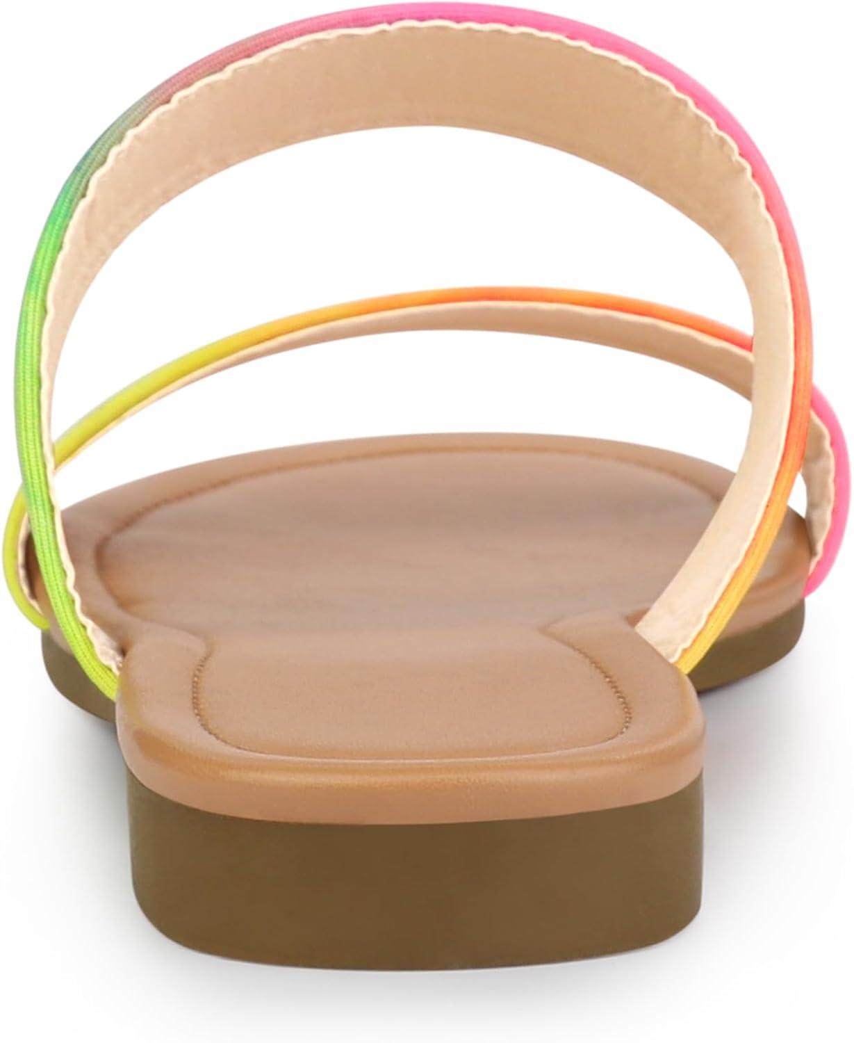 imageAllegra K Womens Tie Dye Open Toe Slides Slippers Slip on Flats Slides SandalsBlue Pink