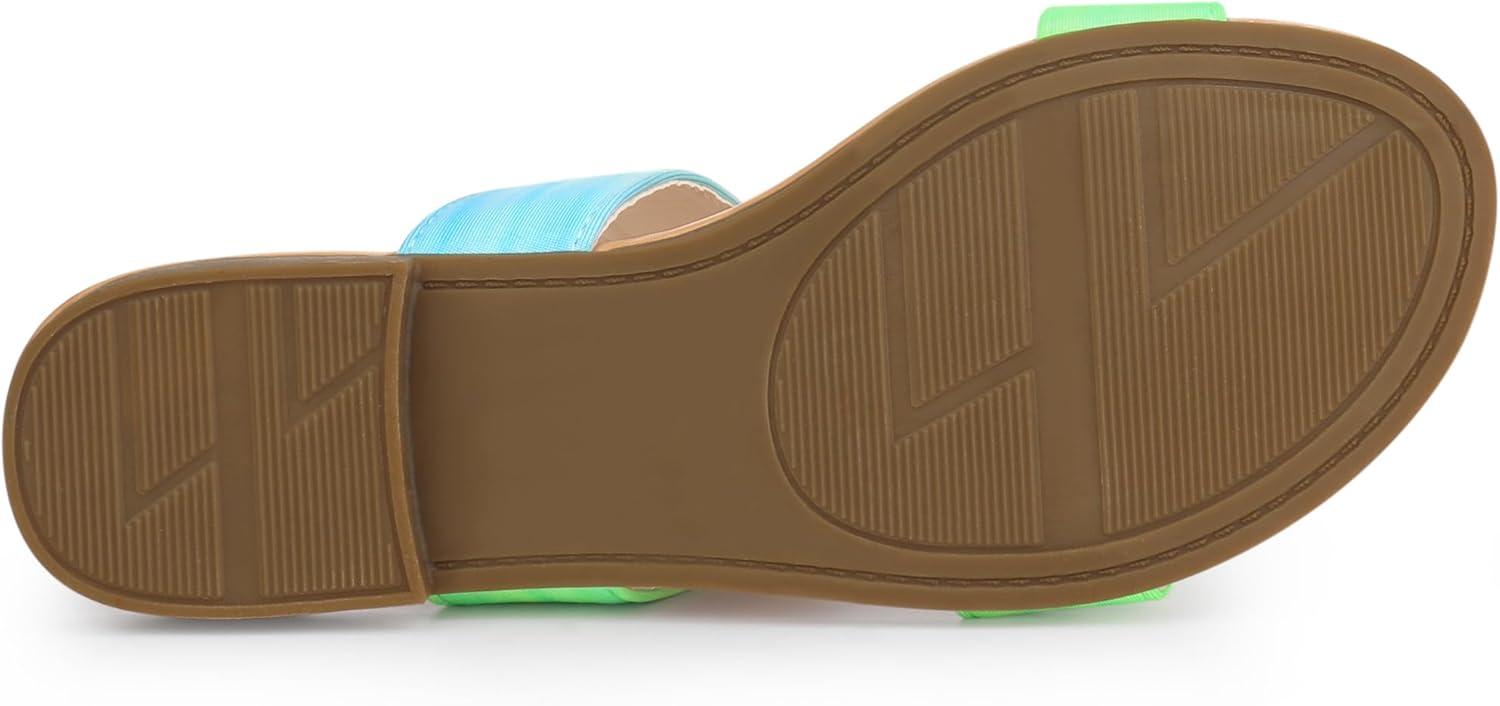 imageAllegra K Womens Tie Dye Open Toe Slides Slippers Slip on Flats Slides SandalsFluorescent Green