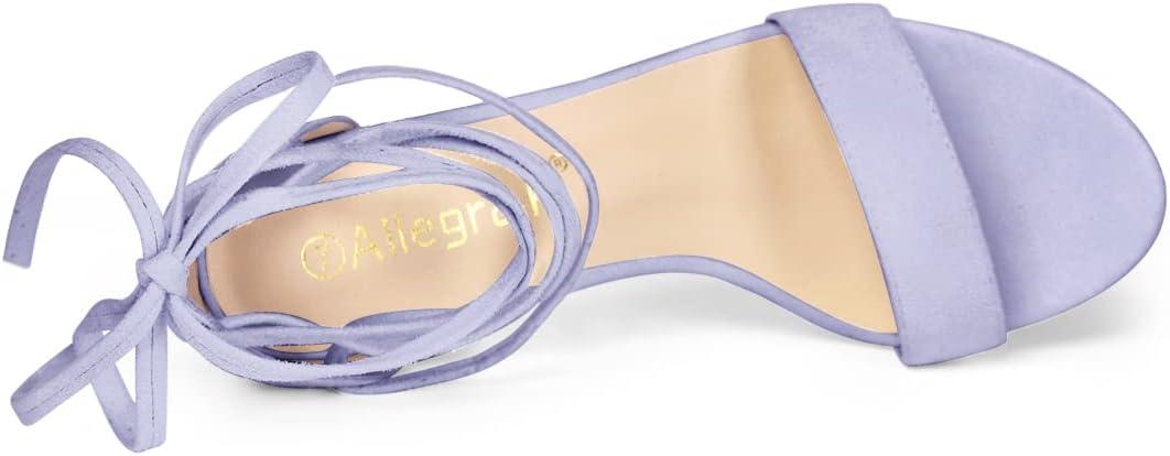 imageAllegra K Womens Tie Up Strappy Heels Chunky High Heels Purple Sandals  9 M US