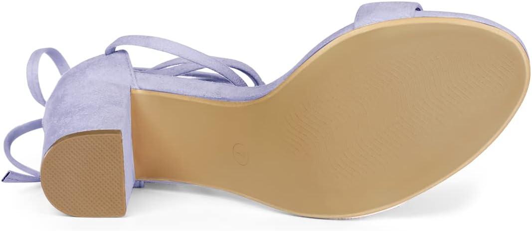 imageAllegra K Womens Tie Up Strappy Heels Chunky High Heels Purple Sandals  9 M US