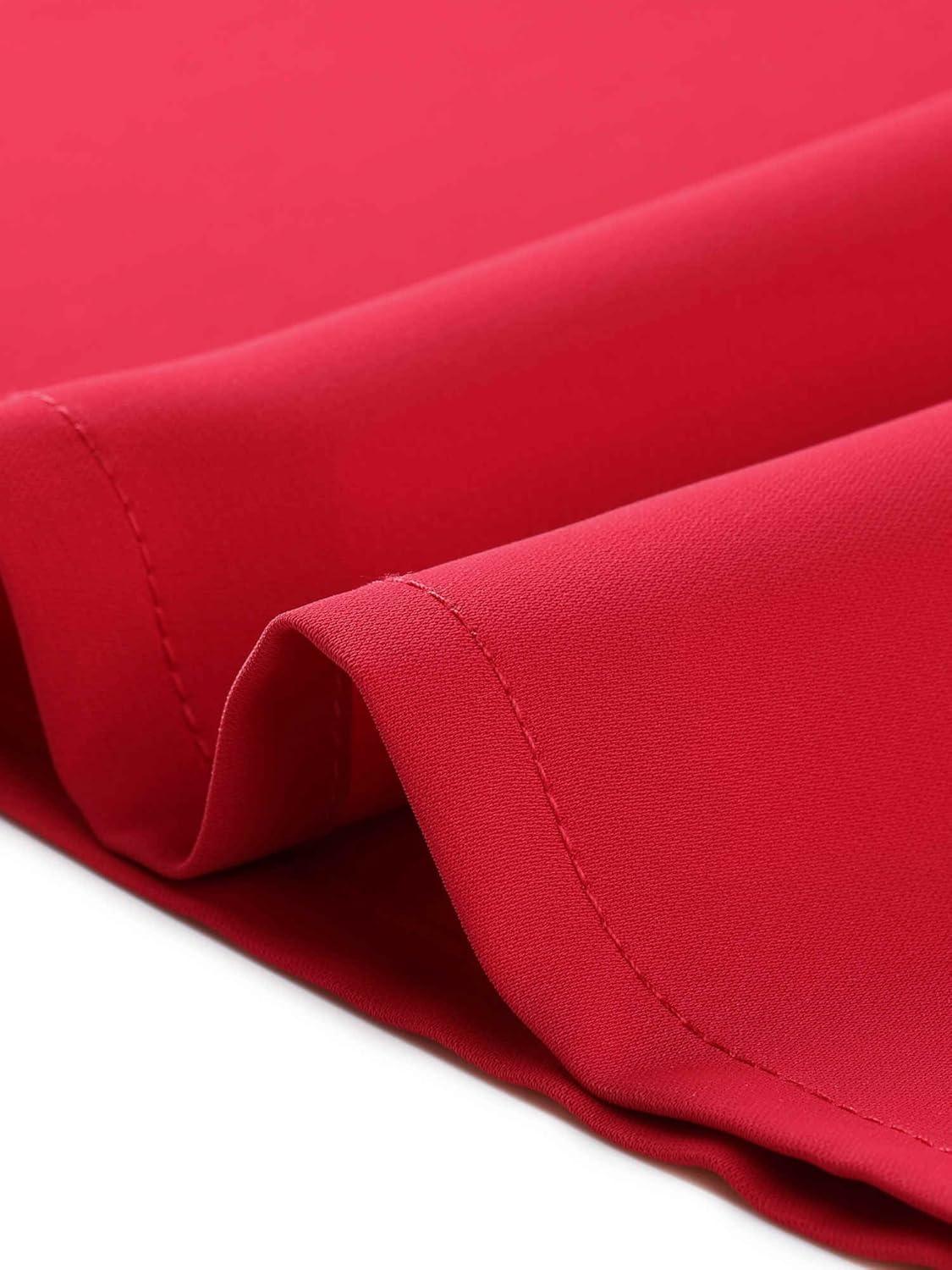 imageAllegra K Work Blouses for Women Stand Collar Long Sleeve Ruched Dressy Business Casual Work ShirtRed