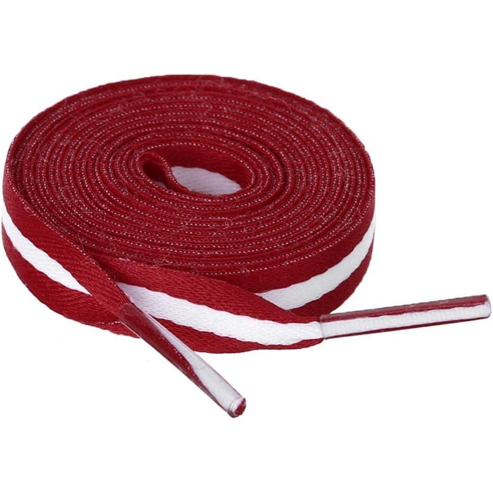 imageAllegra K Colorful Color Block Stripe Wide Shoe Strings Flat Shoelaces for Sneakers 2 PairsRedwhitered
