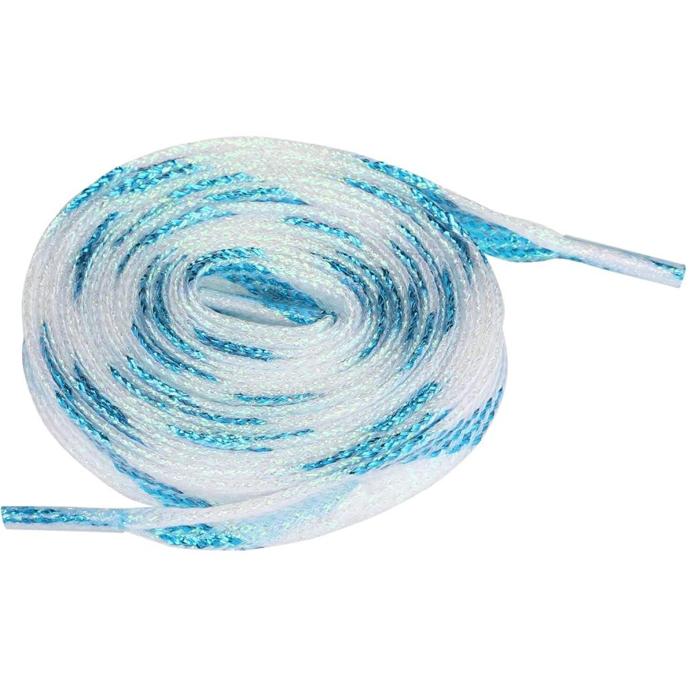 imageAllegra K Metallic Shoelaces Sparkly Glitter Shoe Strings Shiny Flat Shoe Laces for SneakersBlue