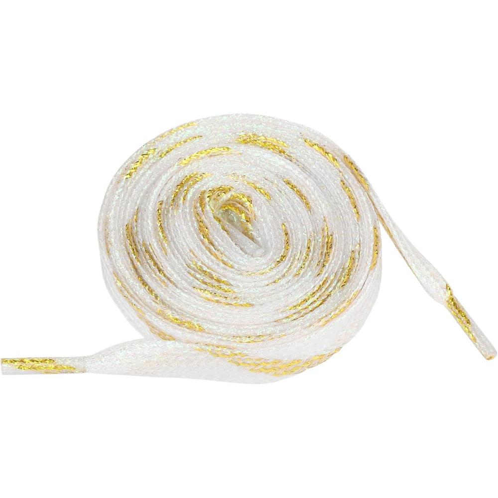 imageAllegra K Metallic Shoelaces Sparkly Glitter Shoe Strings Shiny Flat Shoe Laces for SneakersGold