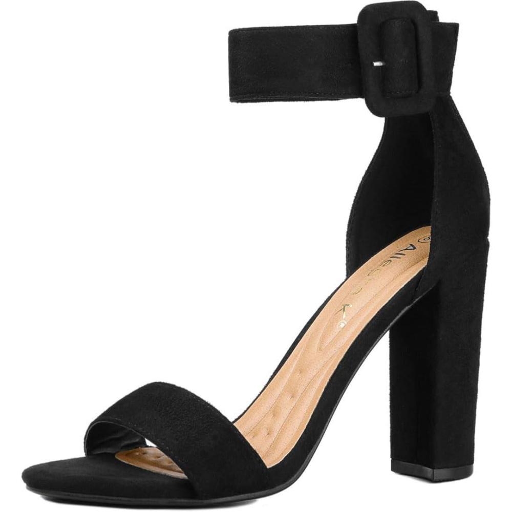 imageAllegra K Womens Ankle Strap Block High Heel SandalsBlack