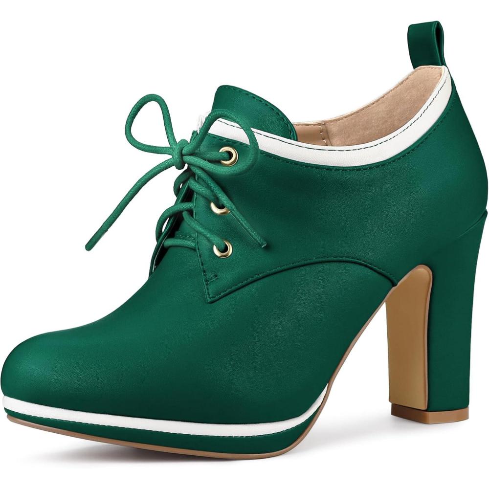 imageAllegra K Womens Platform Lace Up Chunky Heels Ankle BootsGreen