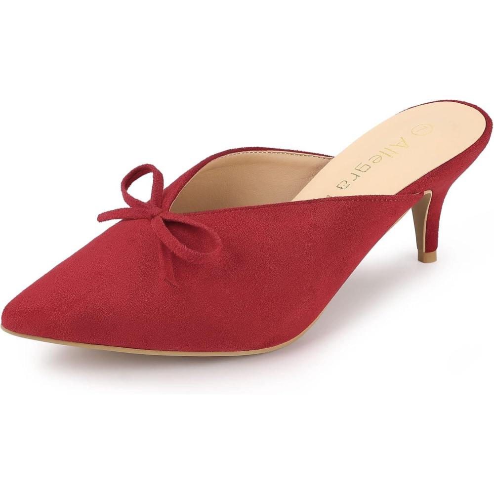 imageAllegra K Womens Pointed Toe Mid Slides Heel MulesRed