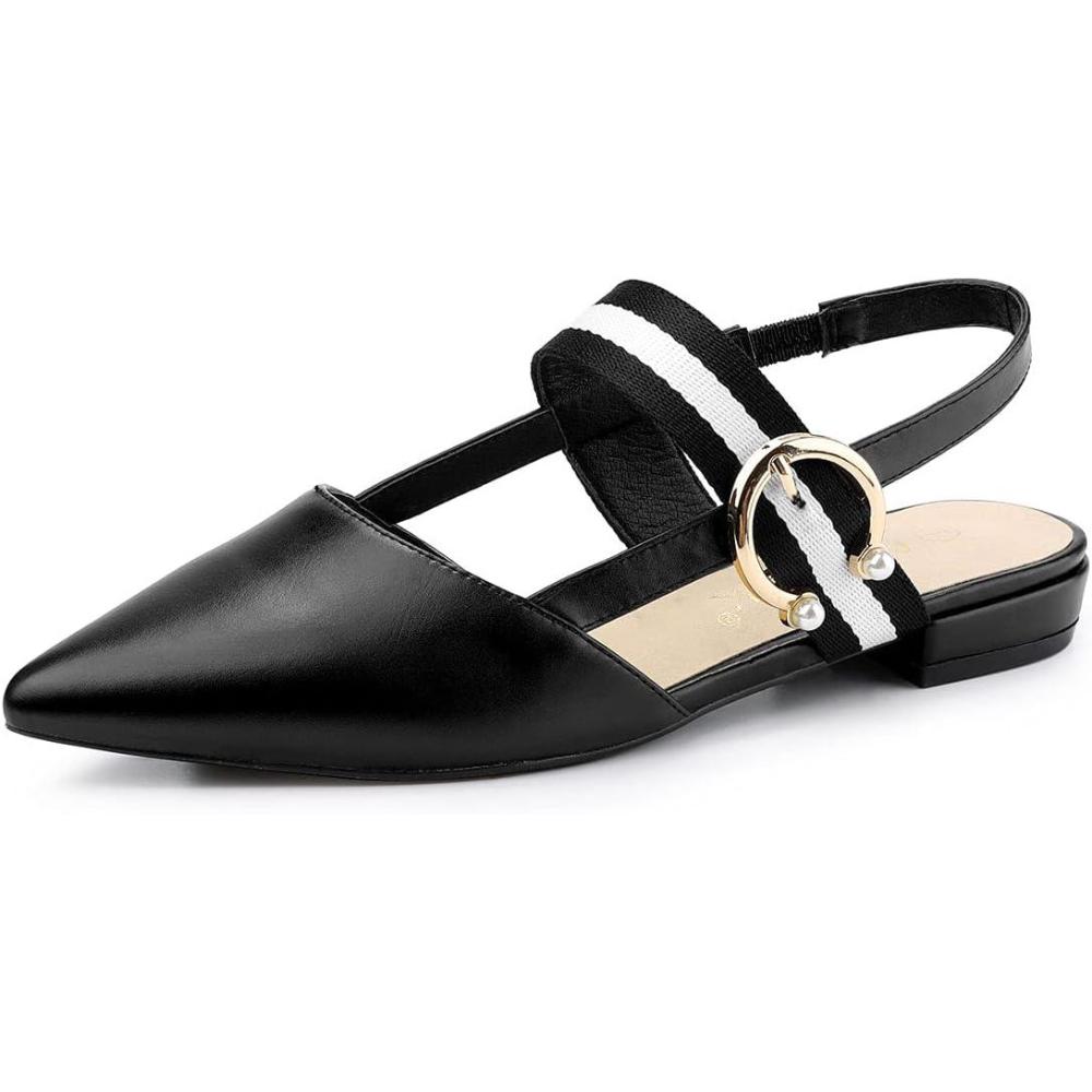 imageAllegra K Womens Pointed Toe Slingback Flat MulesBlack