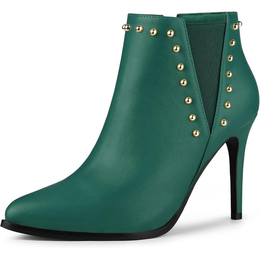 imageAllegra K Womens Pointed Toe Stiletto Heels Heel Chelsea Ankle BootsEmerald Green