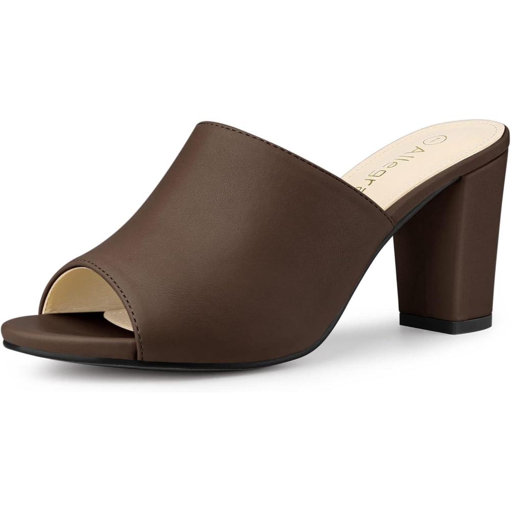 imageAllegra K Womens Slip on Block Heel Slide SandalsCoffee