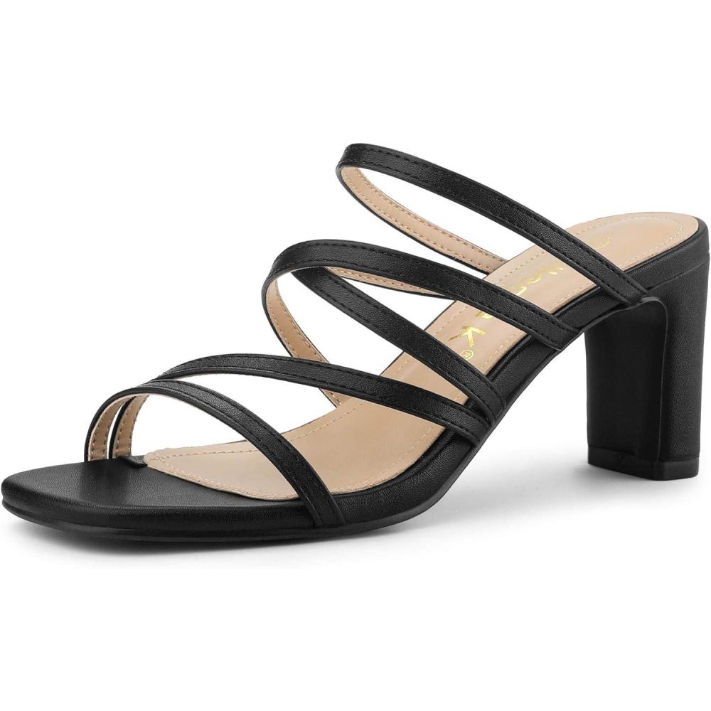 imageAllegra K Womens Strappy Block Heels Slide Heel SandalsBlack
