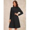 imageAllegra K 2024 Fall Long Sleeve Dress for Womens Collar Tie Mock Neck a Line Elegant Midi DressesBlack
