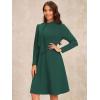 imageAllegra K 2024 Fall Long Sleeve Dress for Womens Collar Tie Mock Neck a Line Elegant Midi DressesDark Green