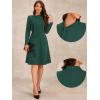 imageAllegra K 2024 Fall Long Sleeve Dress for Womens Collar Tie Mock Neck a Line Elegant Midi DressesDark Green