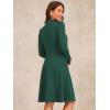 imageAllegra K 2024 Fall Long Sleeve Dress for Womens Collar Tie Mock Neck a Line Elegant Midi DressesDark Green