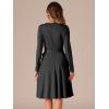 imageAllegra K A Line Dresses for Women 2024 Long Sleeve Tie Waist Pleated Business Casual Dress with PocketsBlack