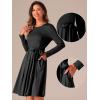 imageAllegra K A Line Dresses for Women 2024 Long Sleeve Tie Waist Pleated Business Casual Dress with PocketsBlack