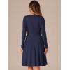 imageAllegra K A Line Dresses for Women 2024 Long Sleeve Tie Waist Pleated Business Casual Dress with PocketsDark Blue