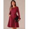 imageAllegra K A Line Dresses for Women 2024 Long Sleeve Tie Waist Pleated Business Casual Dress with PocketsRed