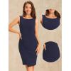 imageAllegra K Business Casual Dress for Womens Boat Neck Sleeveless Ruched Office Summer Pencil DressesDark Blue