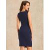 imageAllegra K Business Casual Dress for Womens Boat Neck Sleeveless Ruched Office Summer Pencil DressesDark Blue