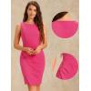 imageAllegra K Business Casual Dress for Womens Boat Neck Sleeveless Ruched Office Summer Pencil DressesHot Pink