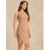 imageAllegra K Business Casual Dress for Womens Boat Neck Sleeveless Ruched Office Summer Pencil DressesKhaki