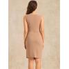 imageAllegra K Business Casual Dress for Womens Boat Neck Sleeveless Ruched Office Summer Pencil DressesKhaki