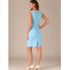 imageAllegra K Business Casual Dress for Womens Boat Neck Sleeveless Ruched Office Summer Pencil DressesSky Blue