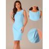 imageAllegra K Business Casual Dress for Womens Boat Neck Sleeveless Ruched Office Summer Pencil DressesSky Blue