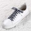 imageAllegra K Colorful Color Block Stripe Wide Shoe Strings Flat Shoelaces for Sneakers 2 PairsBluewhiteblue
