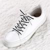 imageAllegra K Colorful Color Block Stripe Wide Shoe Strings Flat Shoelaces for Sneakers 2 PairsWhiteblackwhite