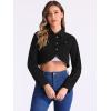 imageAllegra K Denim Jacket for Womens 2025 Casual Collared Long Sleeve Crop Jean JacketsBlack