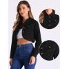 imageAllegra K Denim Jacket for Womens 2025 Casual Collared Long Sleeve Crop Jean JacketsBlack