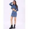 imageAllegra K Denim Jacket for Womens 2025 Casual Collared Long Sleeve Crop Jean JacketsBlue